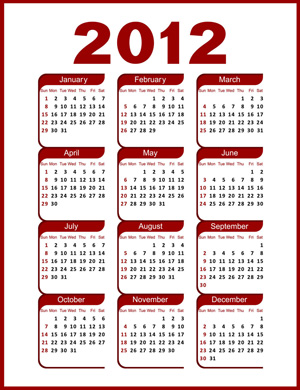 2012 calendar, calendar of 2012, 2012 calendar dates, printable 2012 calendar
