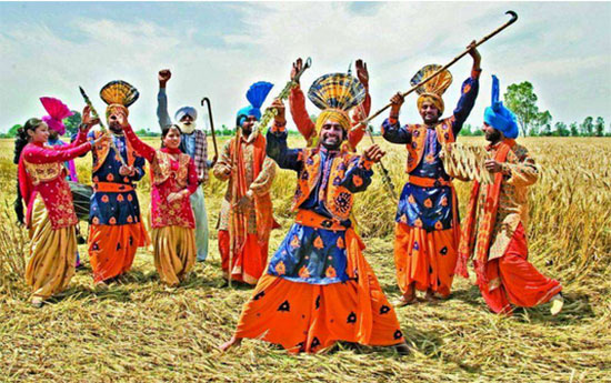 People celebrating Baisakhi or Vaisakhi in 2017.